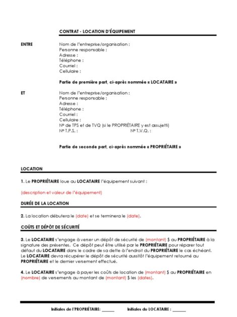 téléchargez gratuitement un modèle de contrat de location de matériel prêt à l'emploi. protégez vos intérêts et formalisez facilement la location de vos équipements grâce à notre modèle gratuit.