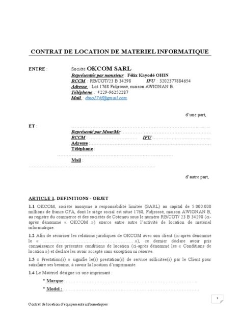 découvrez tout ce qu'il faut savoir sur le contrat de location de matériel : conseils, mentions obligatoires et modèle pour sécuriser votre location en toute simplicité.